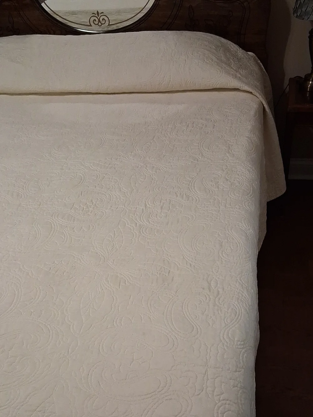 Cream Cotton Quilted Oversized King Bedspread - Soft Heavyweight Coverlet